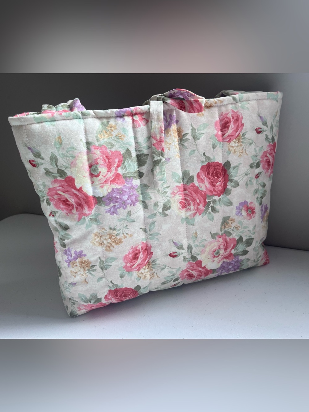 Cottagecore Whimsy Handmade Upcycled Quilted Tote Bag Floral Grandmacore Bag